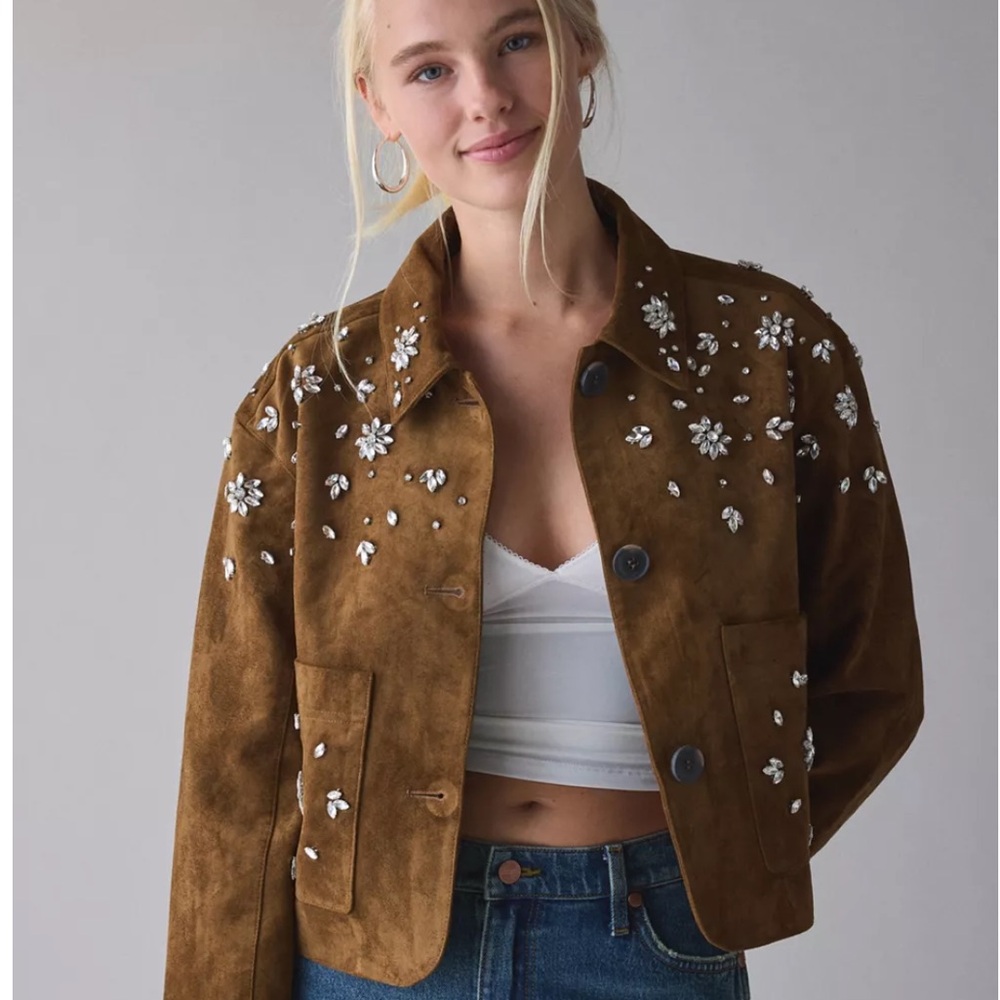 NWT - BLANKNYC Favorite Duo Embellished Faux Suede Jacket